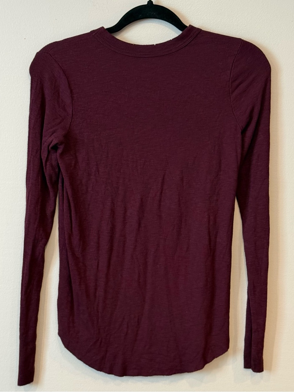 Aerie Ribbed Curved Hem Long Sleeve Shirt Maroon / Burgundy Size XS - Picture 2 of 7